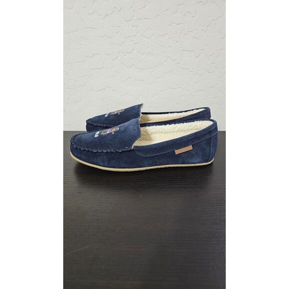 Polo Ralph Lauren Women's Navy Genuine Suede Collins Ski Bear Moccasin W9 - Picture 1 of 6